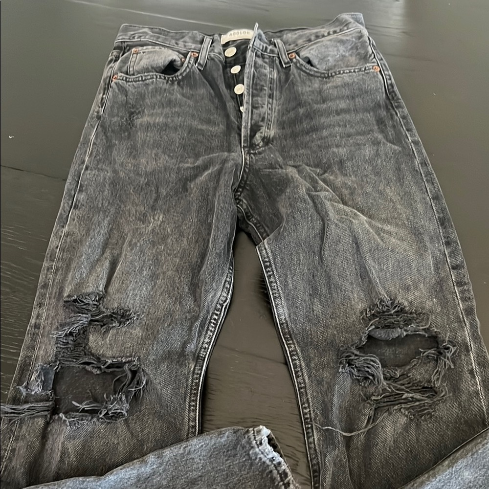 Agolde Distressed Gray Boyfriend Jeans